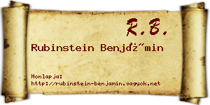 Rubinstein Benjámin névjegykártya